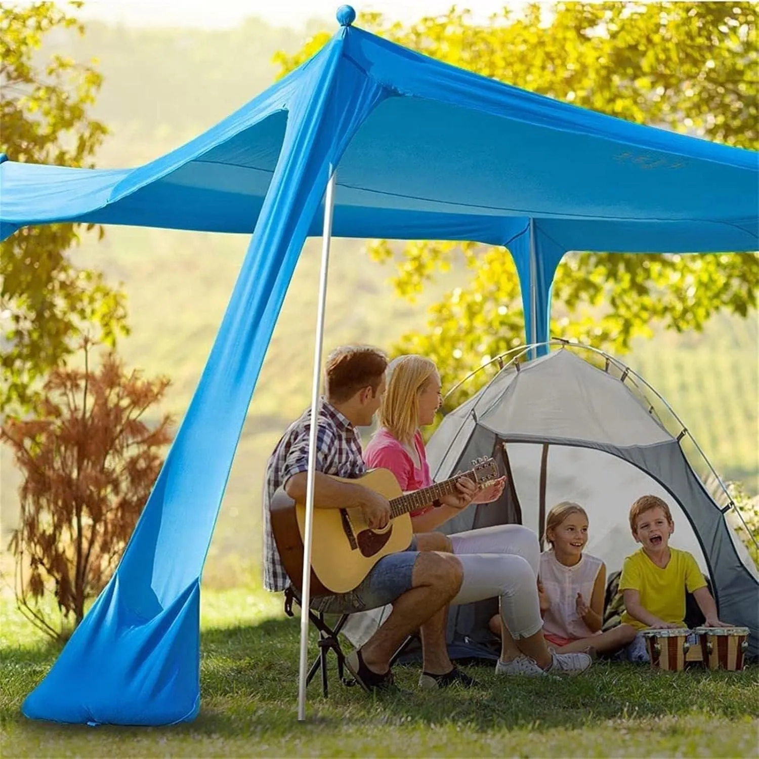 Beach Shelter Sun Shelter UV Protection, Stay Cool and Protected with Sun Shade Canopy, Waterproof Beach Vacation Sun Shade for Beach, Camping, Fishing, Outdoors(Blue,300x300x200cm)