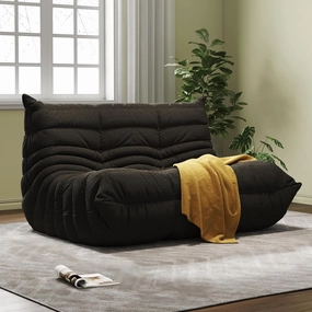 Bean Bag Chairs for Adults, Memory Foam Couch Loveseat Sofa Chair, Soft Teddy Material Cozy Comfy Reading Nook Chairs, Floor Chair for Living Room Bedroom Office(Black)