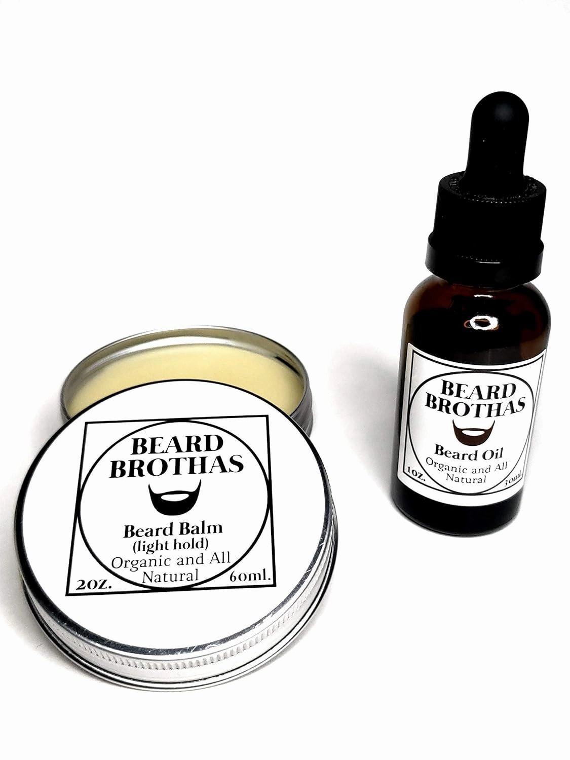 Beard Brothas Classic Beard Oil and Balm Set. Organic Unrefined Cold Pressed Argan & JoJoba Oil- Softens, Moisturizes, Shines.