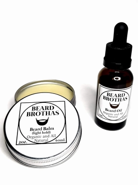 Beard Brothas Classic Beard Oil and Balm Set. Organic Unrefined Cold Pressed Argan & JoJoba Oil- Softens, Moisturizes, Shines.