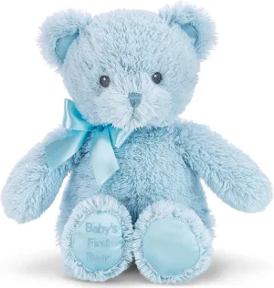 Bearington Baby's First Teddy Bear Plush, Blue, 12 Inch Blue Stuffed Animal