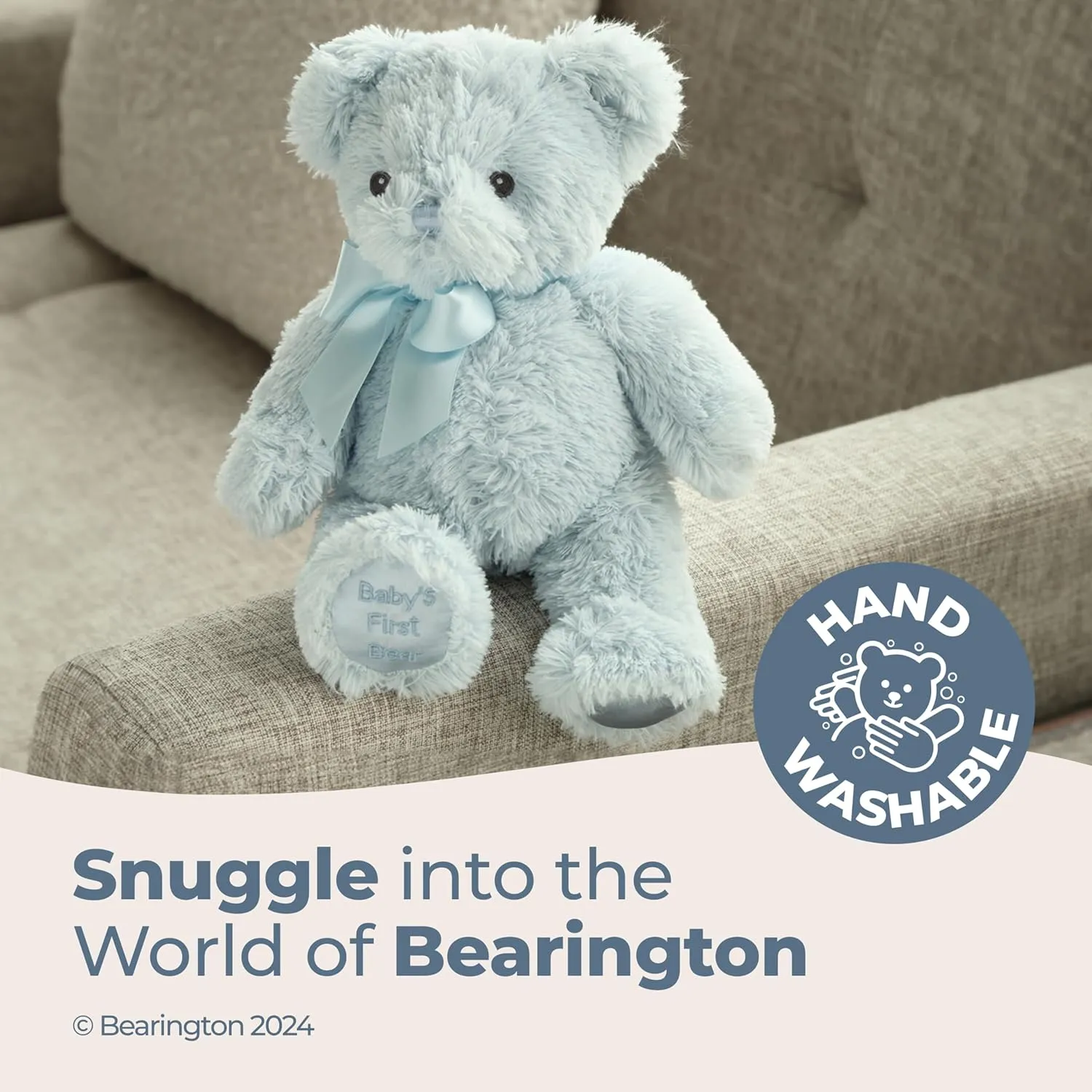 Bearington Baby's First Teddy Bear Plush, Blue, 12 Inch Blue Stuffed Animal