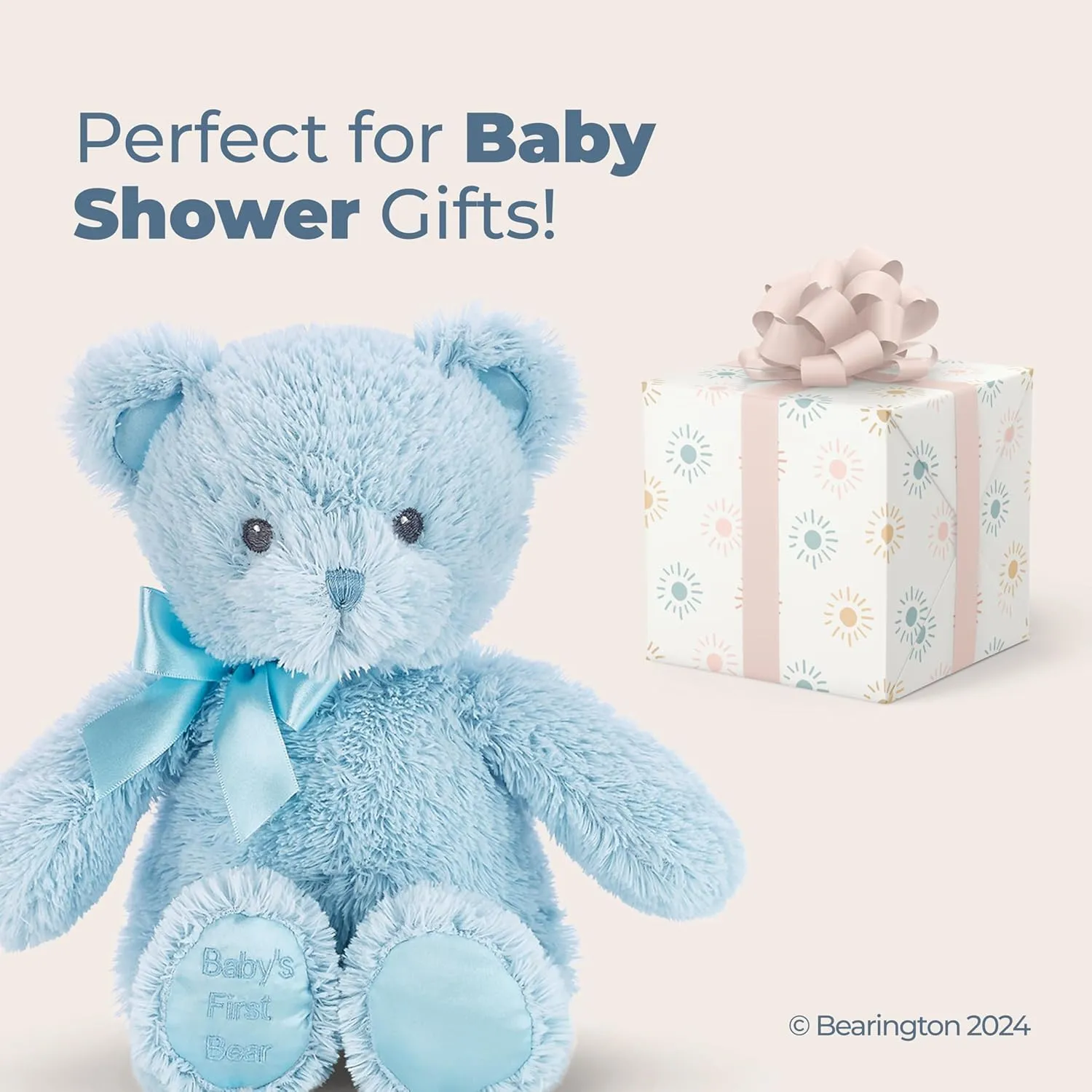 Bearington Baby's First Teddy Bear Plush, Blue, 12 Inch Blue Stuffed Animal
