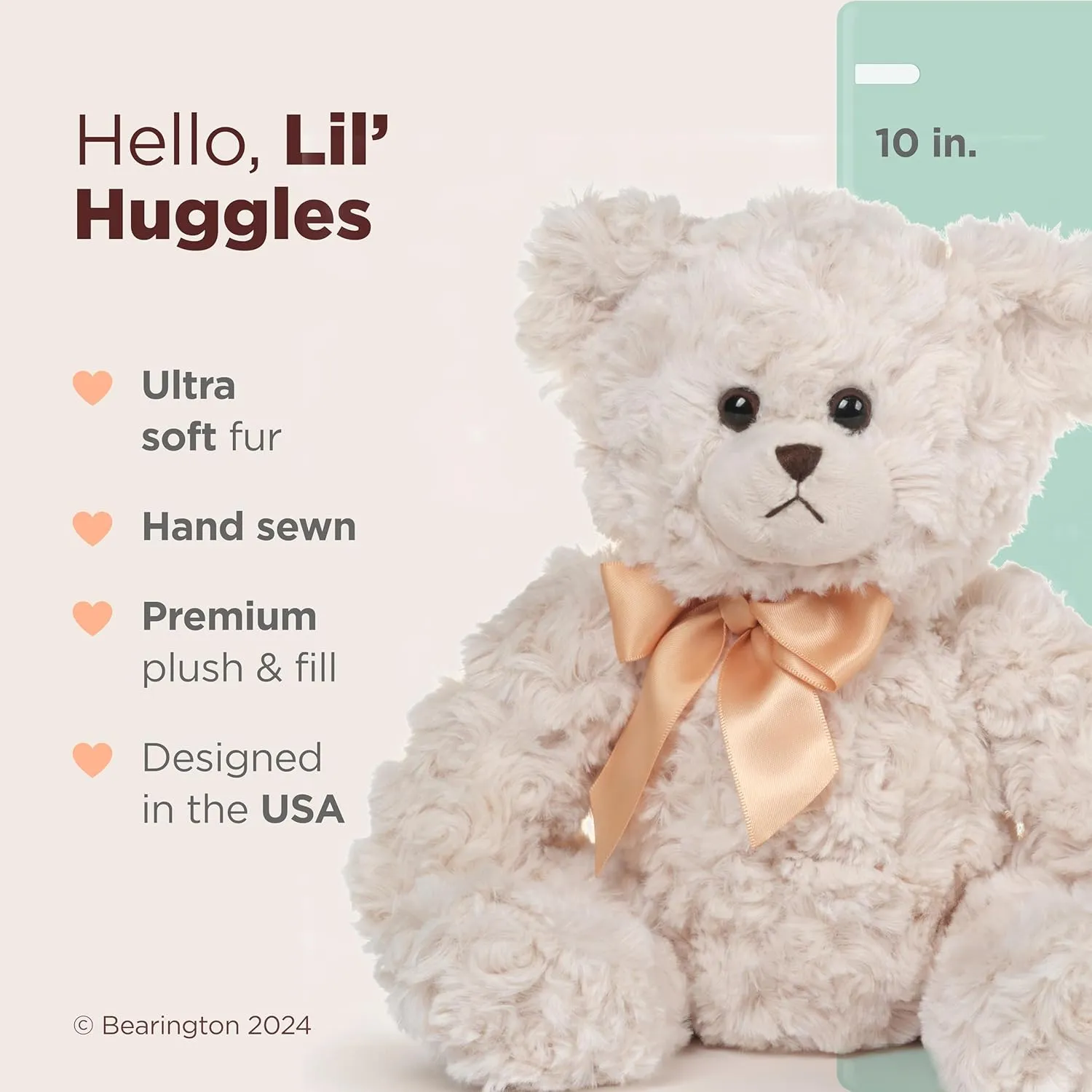 Bearington Lil' Huggles, 10 Inch White Teddy Bear Stuffed Animal, Makes a Great Gift for Birthday, Anniversary, Holiday, or Graduation