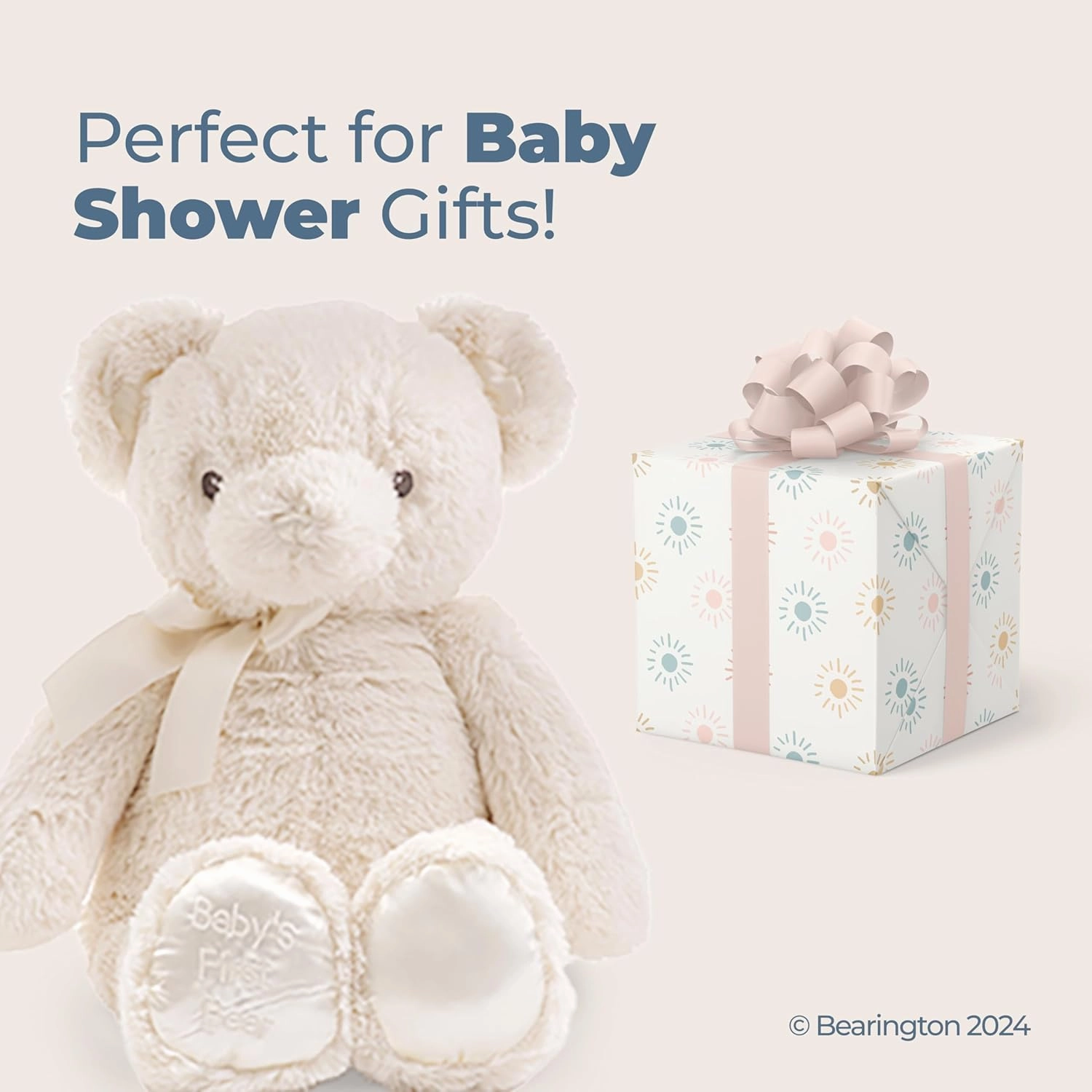 Bearington Baby's First Teddy Bear Plush, Creamy White, 12 Inch Creamy White Stuffed Animal