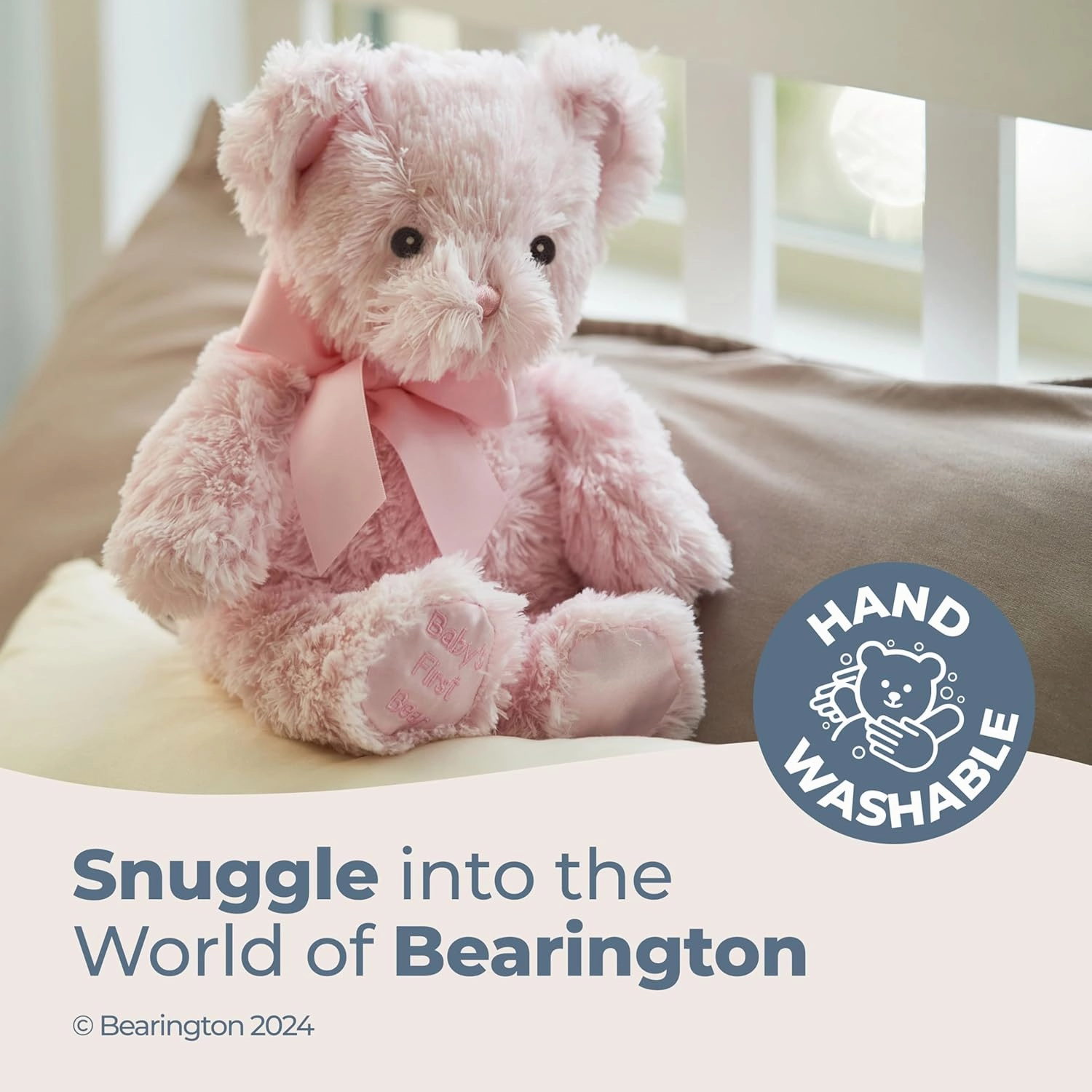 Bearington Baby's First Teddy Bear Plush, Pink, 12 Inch Stuffed Animal for Girls