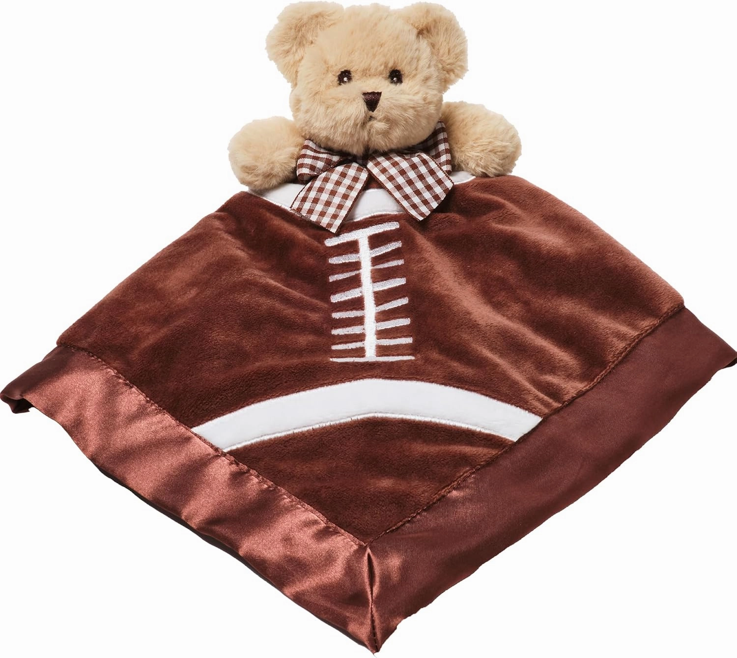 Bearington Baby Touchdown Snuggler, 15 Inch Football Plush Stuffed Animal Teddy Bear Security Blanket Lovey for Babies