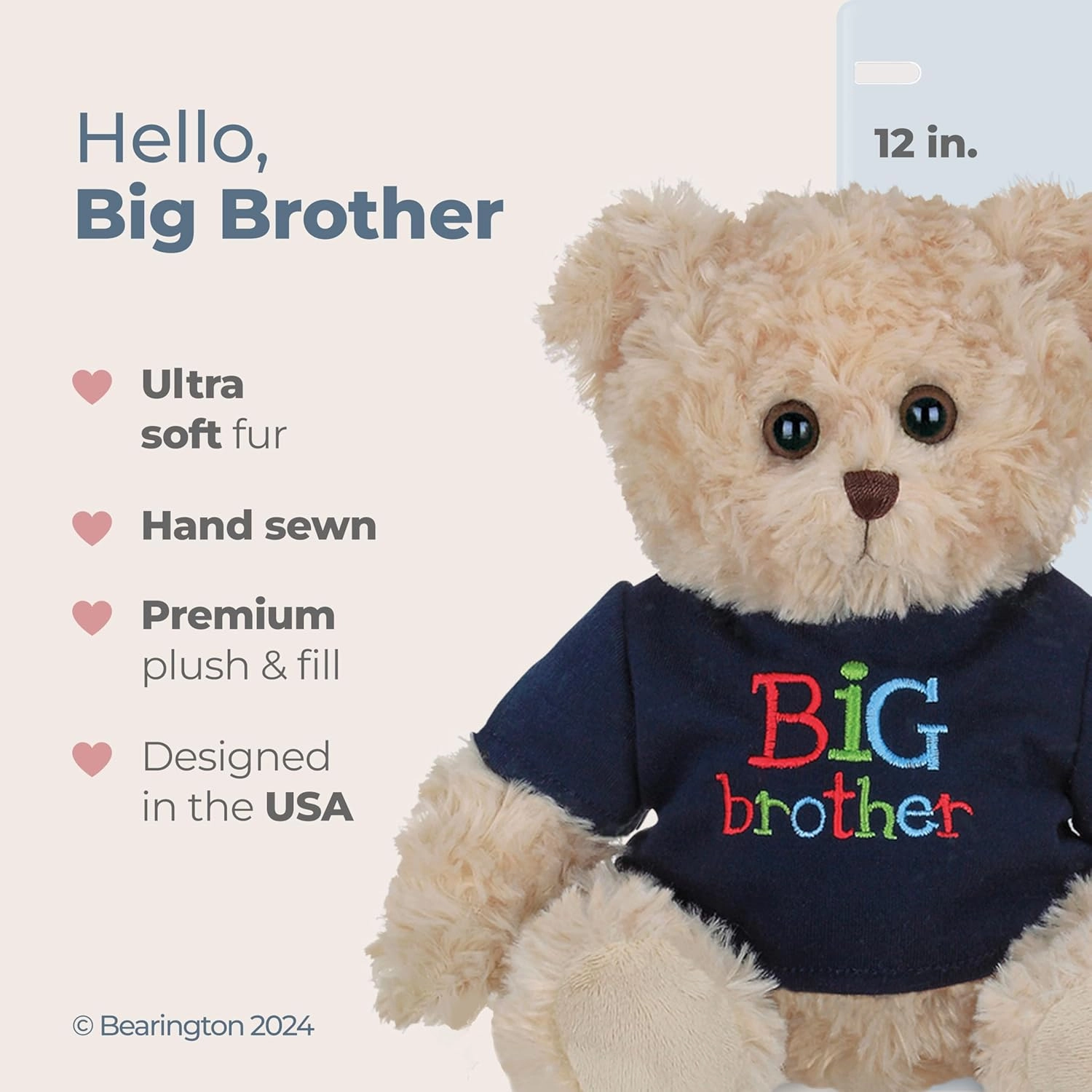 Bearington Big Buddy Teddy Bear, 12 Inch Big Brother Stuffed Animal