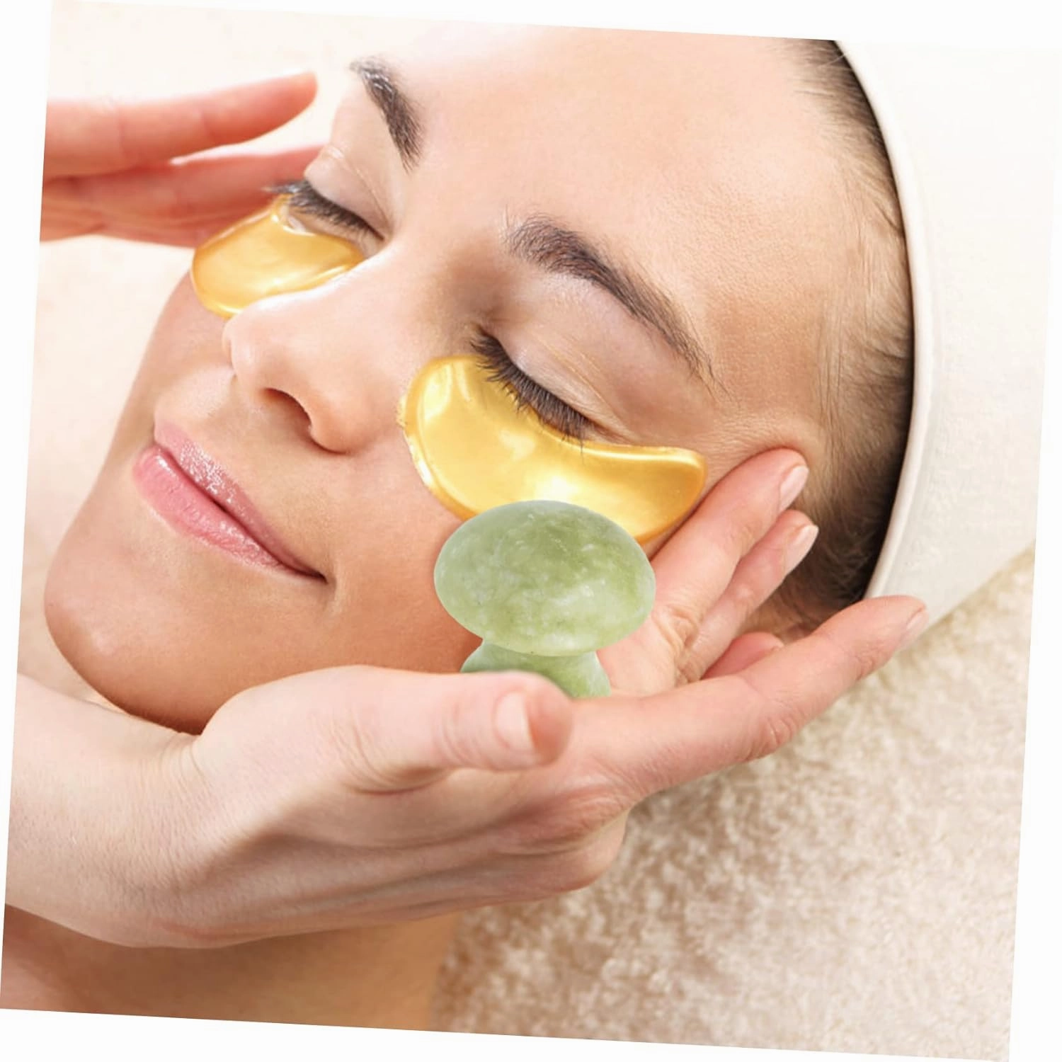 Beaupretty 4pcs Jade Mushroom Shaped Face Eye Fatigue Relief Tool Traditional Chinese Massage Design Suitable for Neck Shoulders Face Body for All Ages