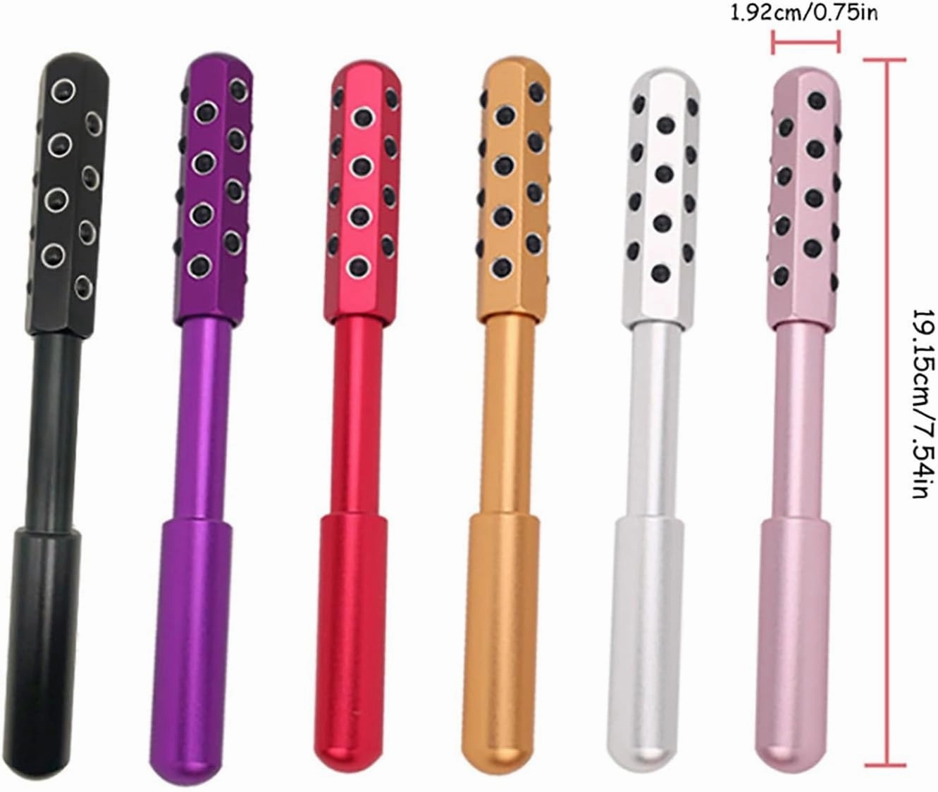 Beauty Roller, 4/5 Holes Facial Massaging Portable Tool with Small Cloth Bag and Scraping Board for All Women Lifting and Care, Manual Relaxation(Gold,5 Holes)