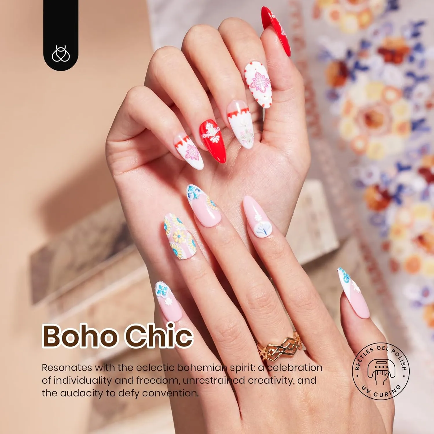 Beetles Gel Nail Polish Set, 20 Colors Gel Polish Kit Nude Pink White Red Green Neutral Color with Base Coat Matte Glossy Top Coat Soak Off UV Pen Stickers Tools Gifts for Women Boho Chic