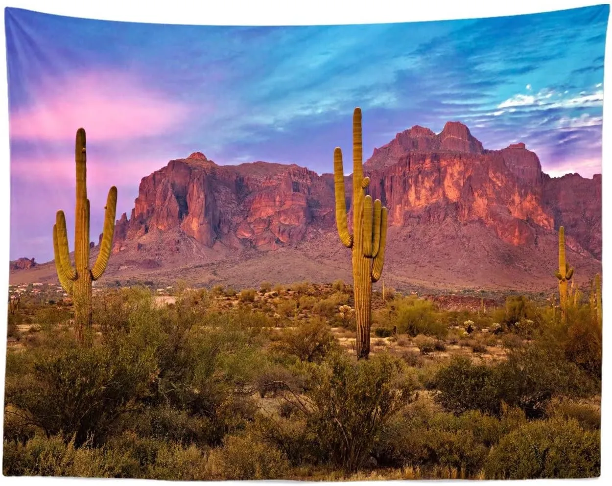 BELECO 7x5ft Fabric Arizona Desert Backdrop for Photography Western Party Decor Blue Sky Sand Dunes Prickly Cactus Saguaro Wilderness Mountain Background Cowboys Children Adult Portrait Photo Shoot