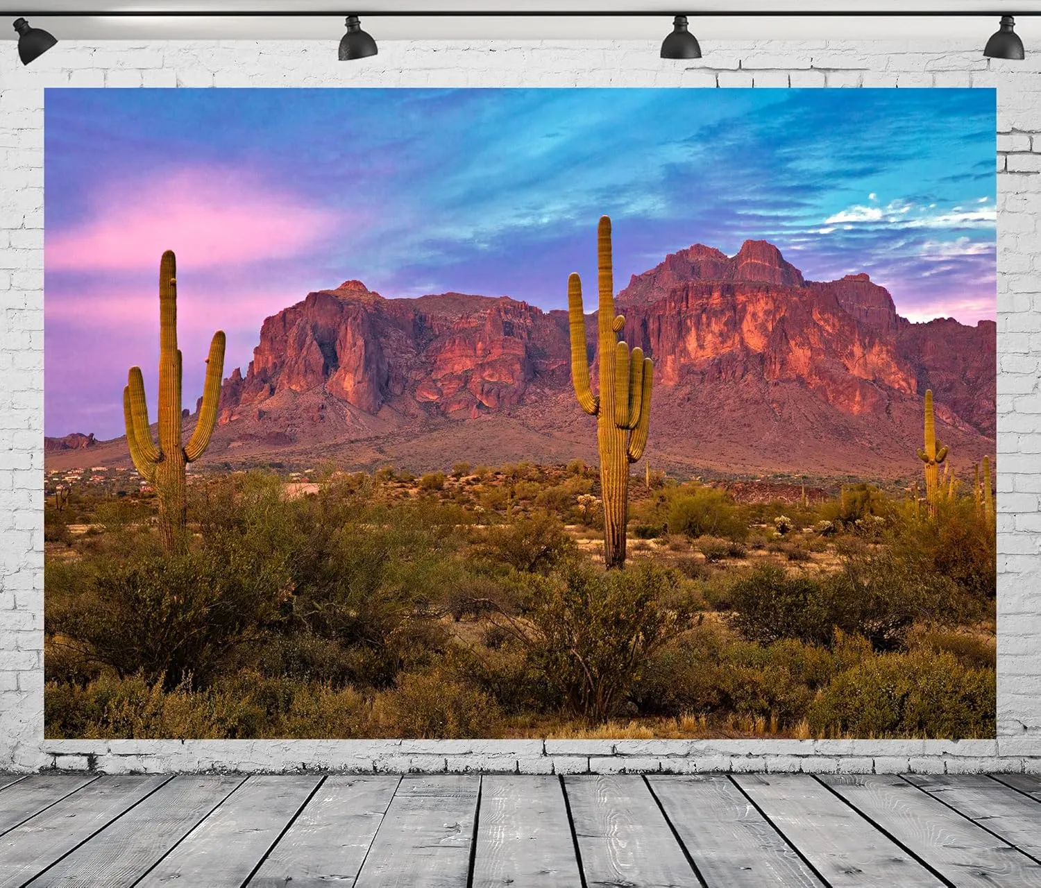 BELECO 7x5ft Fabric Arizona Desert Backdrop for Photography Western Party Decor Blue Sky Sand Dunes Prickly Cactus Saguaro Wilderness Mountain Background Cowboys Children Adult Portrait Photo Shoot