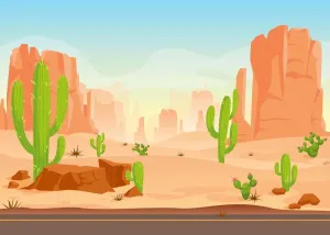 BELECO 8x6ft Fabric Cartoon Desert Cactus Backdrop Wildwest Desert Road Sand Dunes Photography Background Western Cowboy Cowgirl Baby Shower Birthday Party Decoration Baby Kids Portrait Photoshoot
