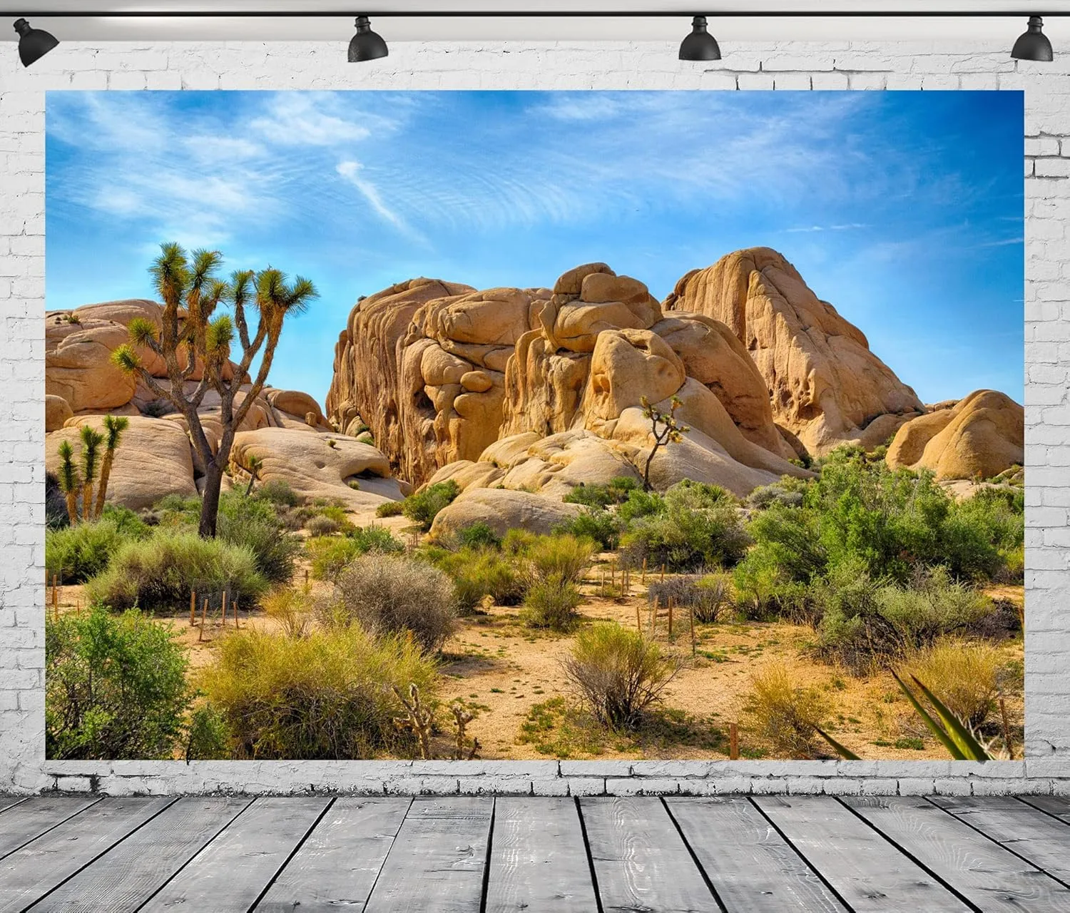 BELECO 8x6ft Fabric Desert Backdrop Joshua Tree National Park Photography Backdrop Odd Trees Rocky Mountains Natural Scenery Holiday Background Hiking Camping Pictures Home Decor Photo Studio Props