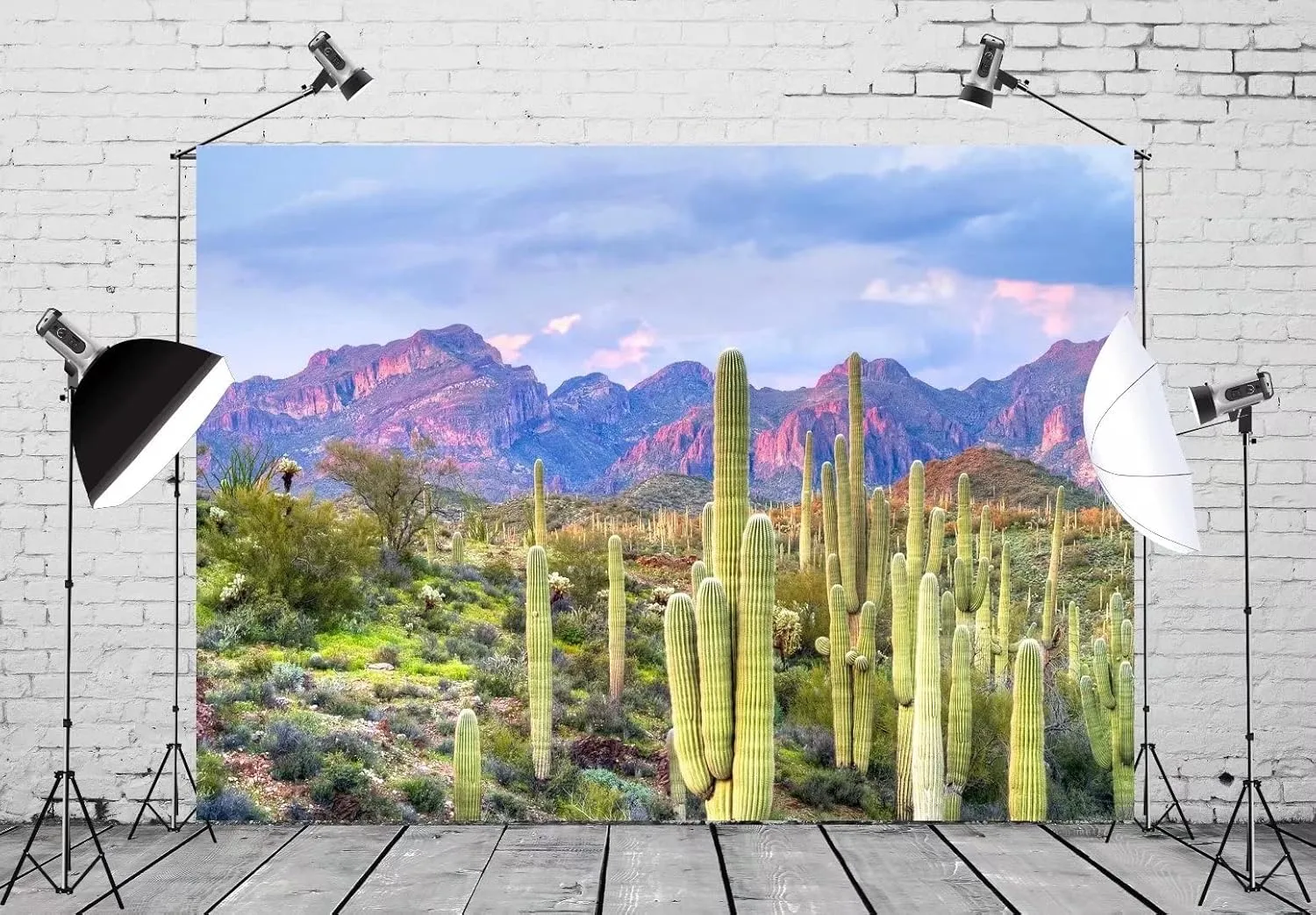 BELECO 9x6ft Fabric National Park Arizona Desert Backdrop Saguaro Cactus Photo Background Mountain Desert Sunset Sky Scenery Nature Backdrop Mexican Western Themed Party Decorations Studio Props