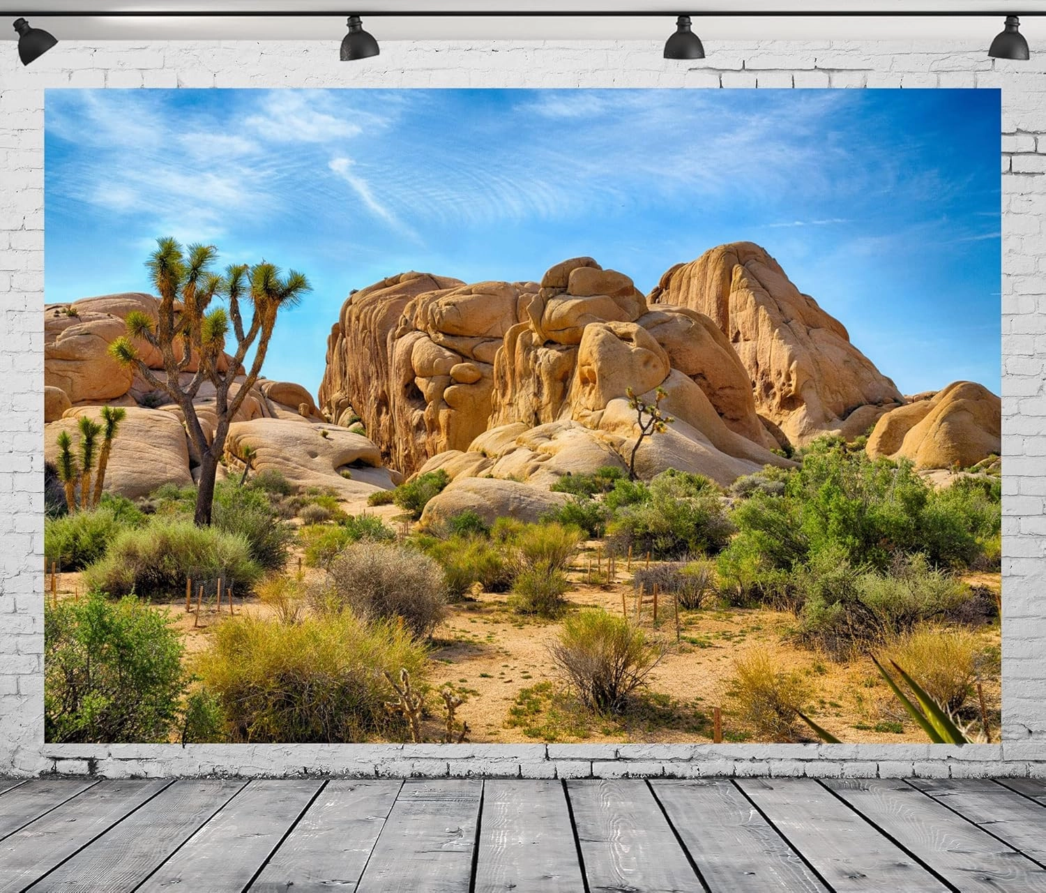 BELECO 9x6ft Fabric Desert Backdrop Joshua Tree National Park Photography Backdrop Odd Trees Rocky Mountains Natural Scenery Holiday Background Hiking Camping Pictures Home Decor Photo Studio Props