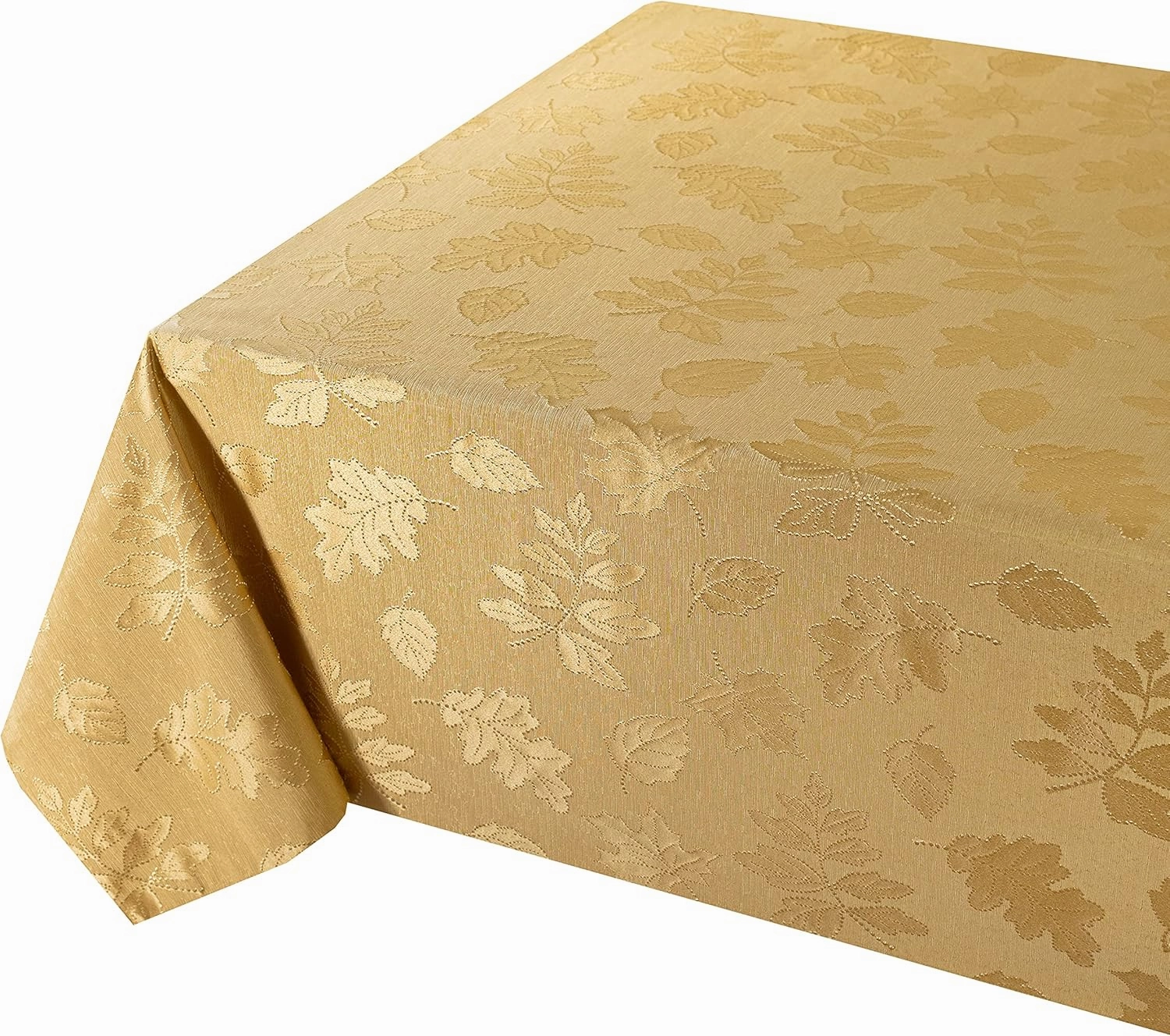 Benson Mills Harvest Legacy Damask Fabric Table Cloth Fall, Harvest, and Thanksgiving Tablecloth (Gold, 60" x 120" Rectangular)