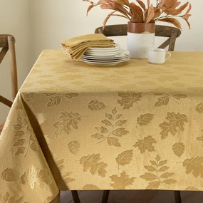 Benson Mills Harvest Legacy Damask Fabric Table Cloth Fall, Harvest, and Thanksgiving Tablecloth (Gold, 60" x 120" Rectangular)