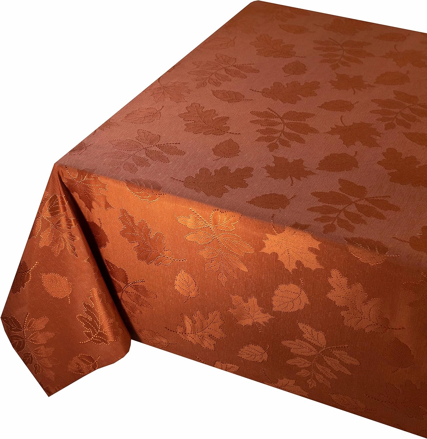Benson Mills Harvest Legacy Damask Fabric Table Cloth Fall, Harvest, and Thanksgiving Tablecloth (Rust/Burnt Orange, 60" x 140" Rectangular)