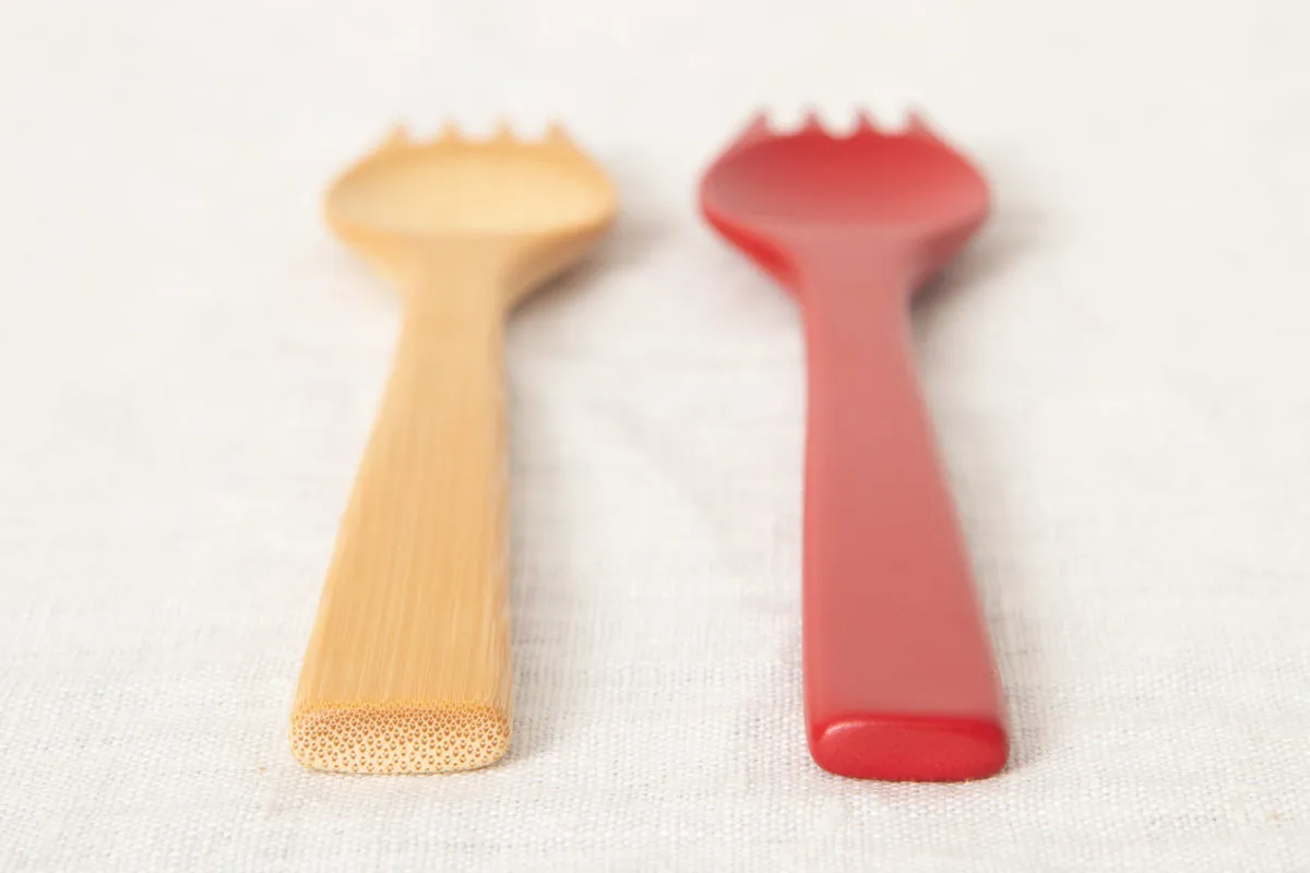 Bento(Lunch) spoon [ Natural, Red ] / Mōsō bamboo / Ōita-JPN 211120