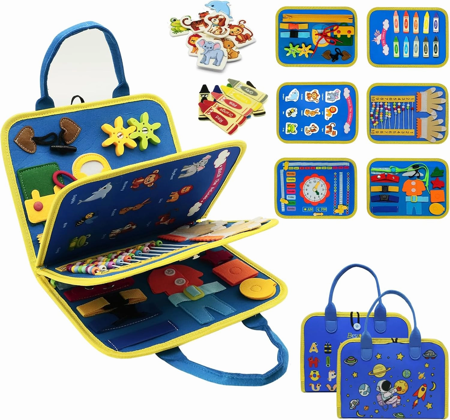 BESFAN 2 Year Old Girl Birthday Gift - Montessori Busy Board Book Toys for Toddler Boys & Girls Aged 1-3, Educational Sensory Learning Activity Toys for Travel