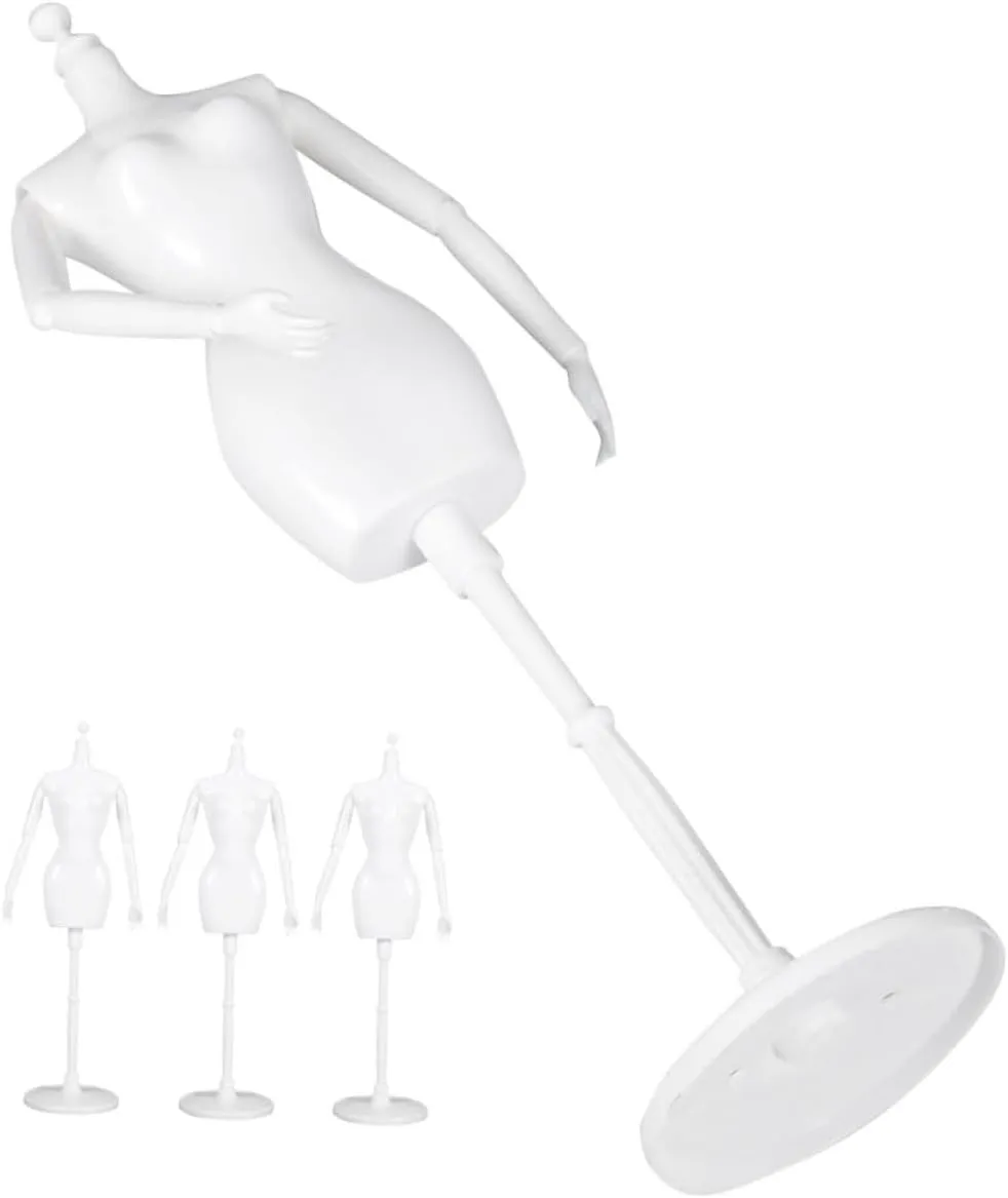 BESPORTBLE Flexible Joint Mini Mannequin Dress Form Stand 4pcs Plastic Doll Mannequin for Dollhouse Retail Store and Display