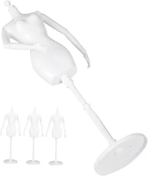 BESPORTBLE Flexible Joint Mini Mannequin Dress Form Stand 4pcs Plastic Doll Mannequin for Dollhouse Retail Store and Display