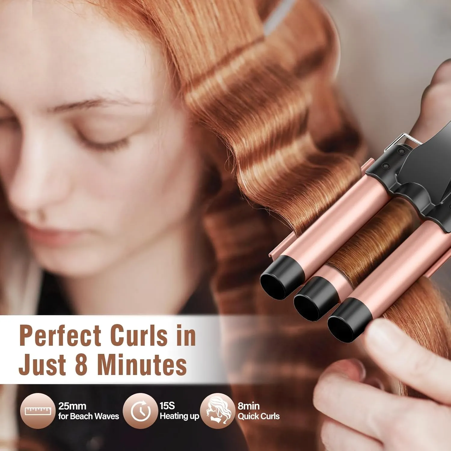 BESTOPE PRO Waver Curling Iron - 3 Barrel Hair Crimper Iron, 5 in 1 Curling Wand Set, Fast Heating Up Hair Wand with 2 Clips, Crimper Wand Curler for All Hair Type, Storage Bag & Heat Protective Glove