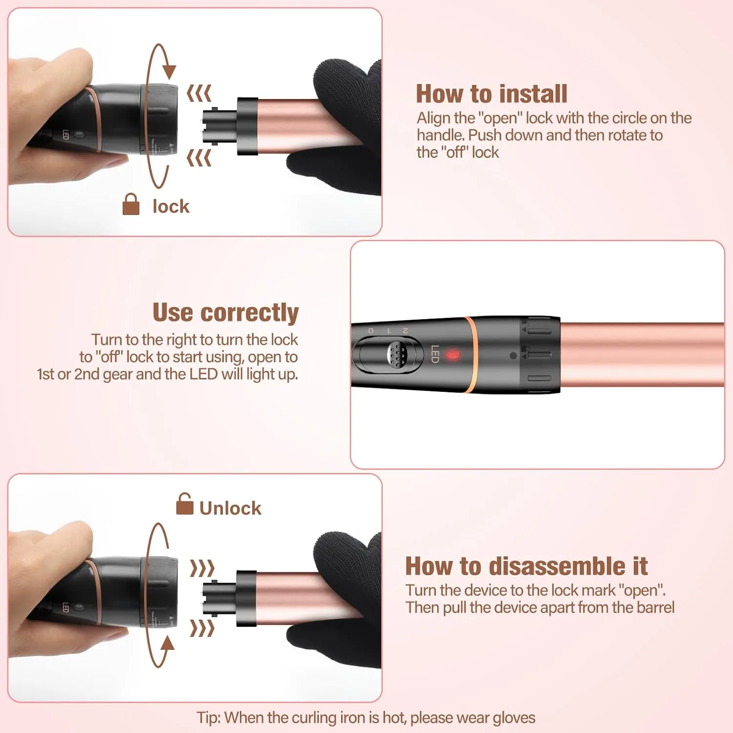BESTOPE PRO Waver Curling Iron - 3 Barrel Hair Crimper Iron, 5 in 1 Curling Wand Set, Fast Heating Up Hair Wand with 2 Clips, Crimper Wand Curler for All Hair Type, Storage Bag & Heat Protective Glove