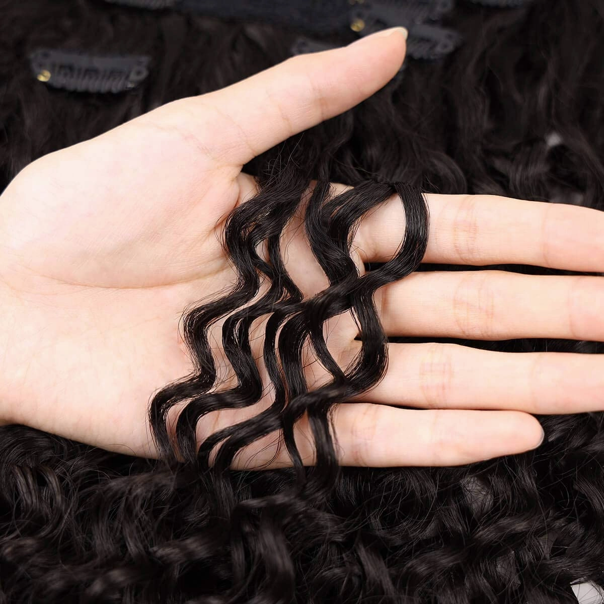 BHF 26 inch Kinky Curly Clip In Hair Extension, Double Weft Full Head Japanese Heat Resistance Fiber 140g Synthetic Hair Extensions For Women 7pieces (#P8/24)