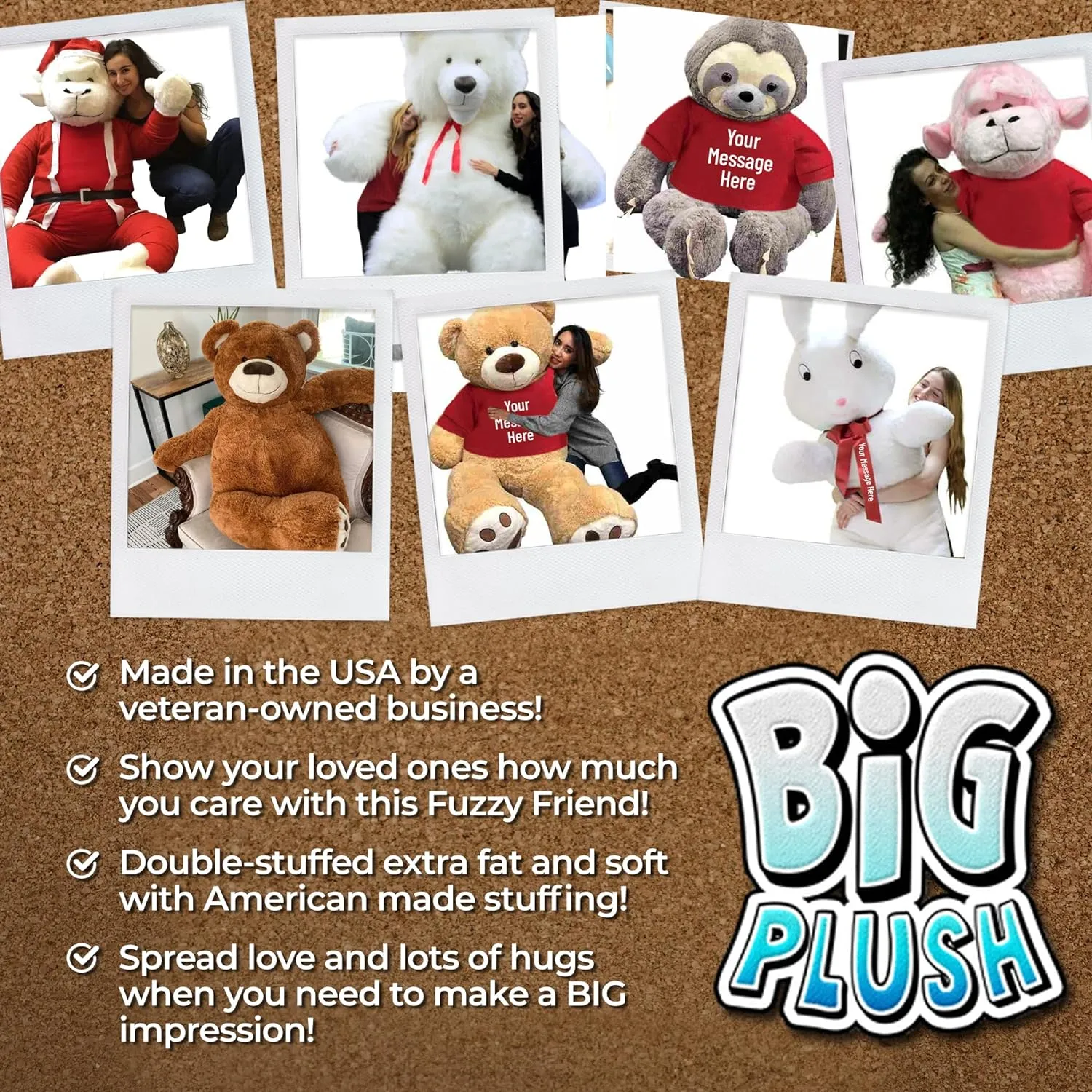 Big Plush 5 Foot Giant Teddy Bear Soft Brown 60 Inches, Wears Removable T-Shirt That says I Love You This Much