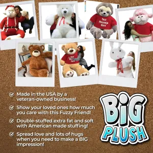 Big Plush 5 Foot Giant Teddy Bear Soft Brown 60 Inches, Wears Removable T-Shirt That says I Love You This Much