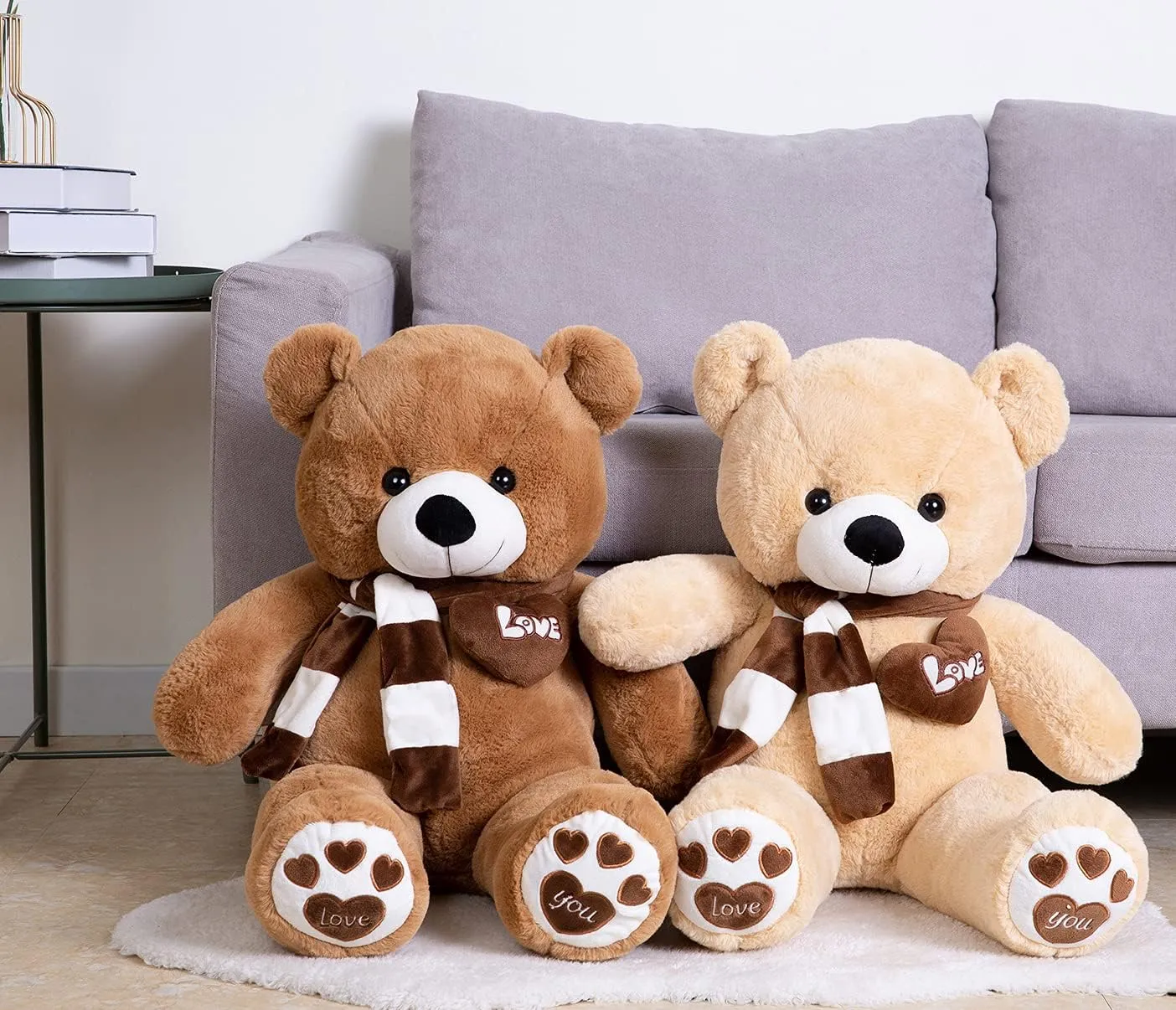 Big Teddy Bear Stuffed Animal Plush Teddy Bear with Scarf for Children Girls Girlfriends (31 Inches, Light Brown)