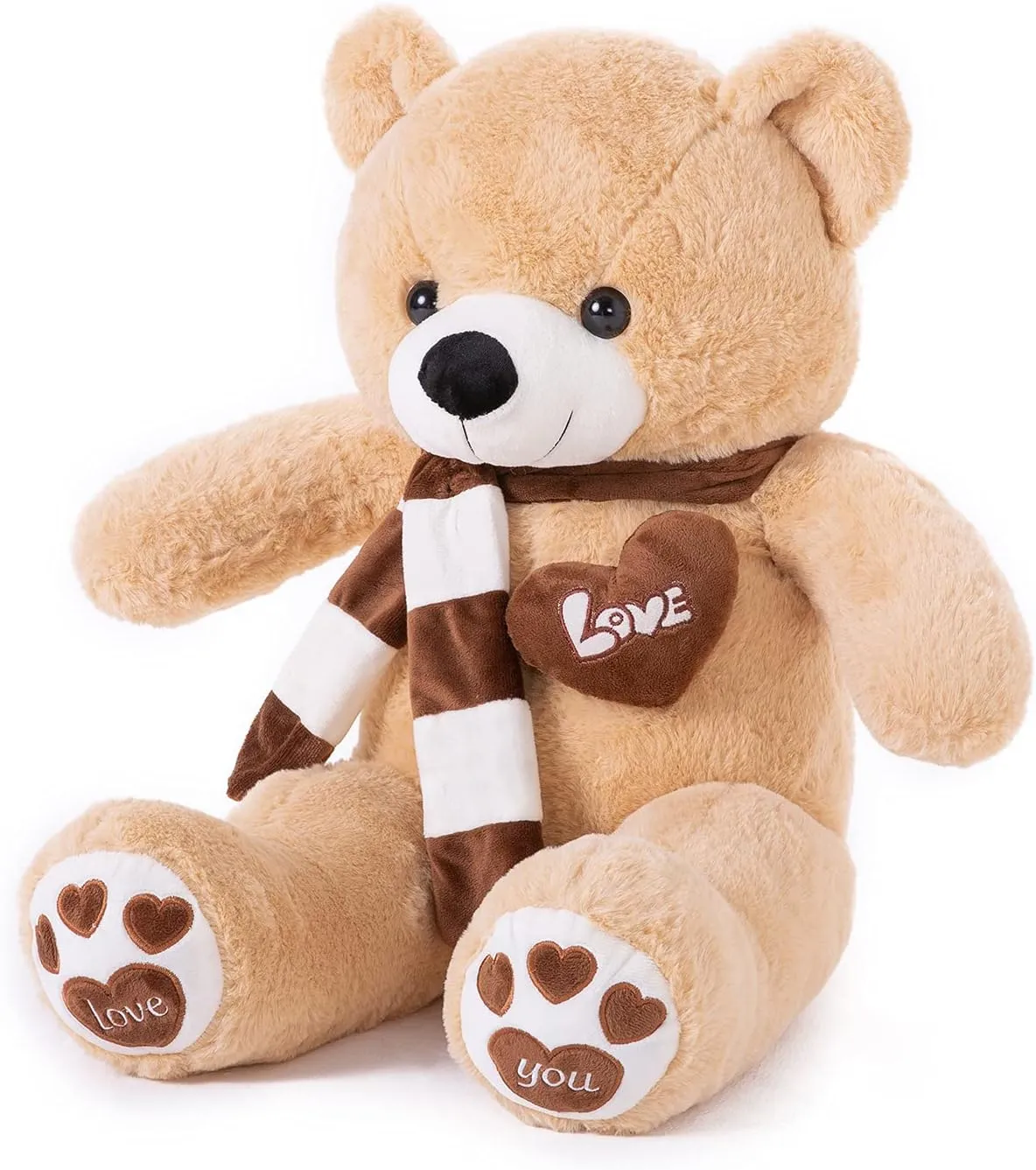 Big Teddy Bear Stuffed Animal Plush Teddy Bear with Scarf for Children Girls Girlfriends (31 Inches, Light Brown)
