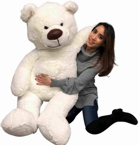 Big Plush American Made Giant White Teddy Bear 5 Feet Tall 60 Inches 152 cm Soft Big Stuffed Animal Made in The USA