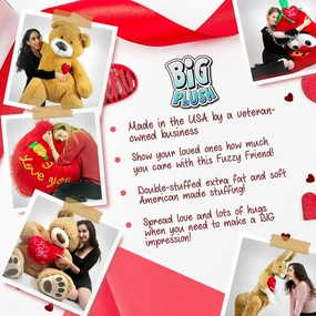 Big Plush Valentine's Day Giant White Teddy Bear 52 Inch Soft Bear Holds I Love You Heart Pillow