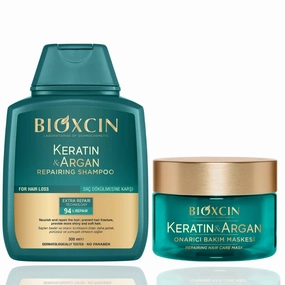 Bioxcin Keratin And Argan Repair Set - Bioxsine Keratin and Argan Care Mask And Repair Shampoo by Biota