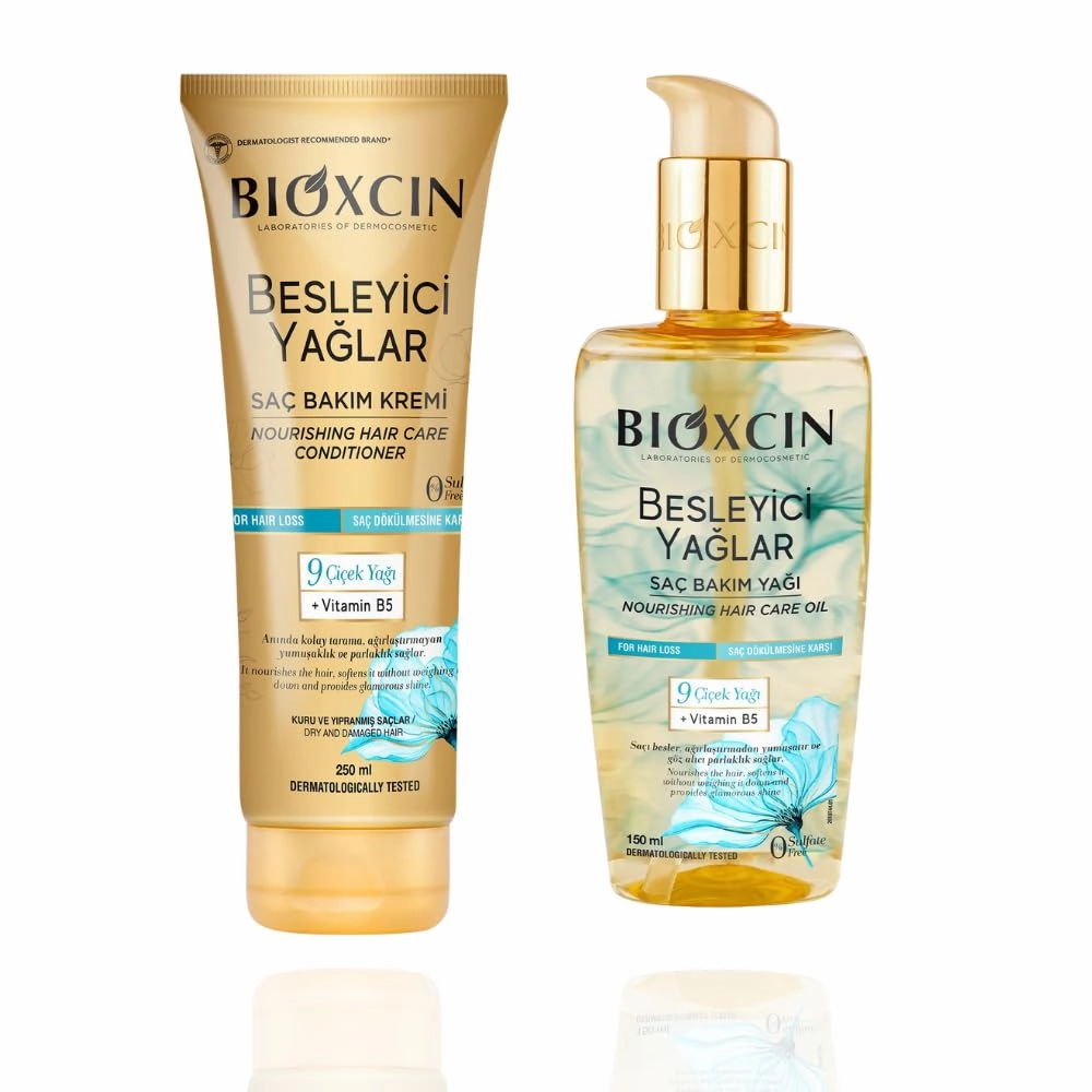 Bioxcin Nourishing Oils Set - Bioxsine Argan Repairing Hair Care Oil and Nourishing Hair Care Cream by Biota