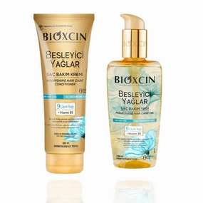 Bioxcin Nourishing Oils Set - Bioxsine Argan Repairing Hair Care Oil and Nourishing Hair Care Cream by Biota