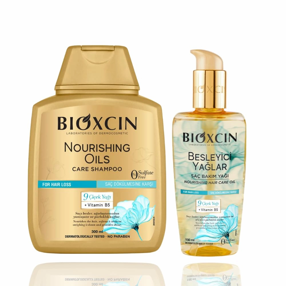 Bioxcin Nourishing Oils Set - Bioxsine Argan Repairing Hair Care Oil And Nourishing Oils Care Shampoo by B'ıota