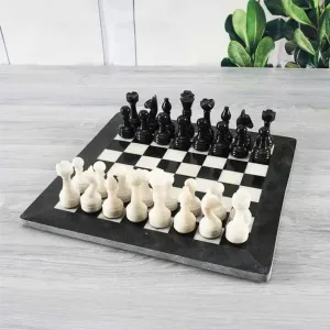 Black & White Stone Chess Set with Pieces