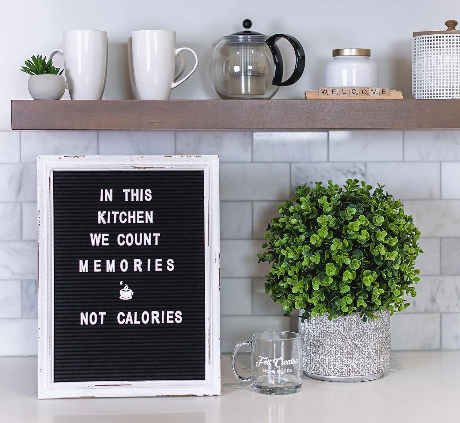 Black Felt Letter Board Baby Announcement Sign with Rustic Wood White Frame - Rustic Farmhouse Letter Board Sign with Stand - 12x16 Felt Board Changeable Message Board with 350 Letter Set