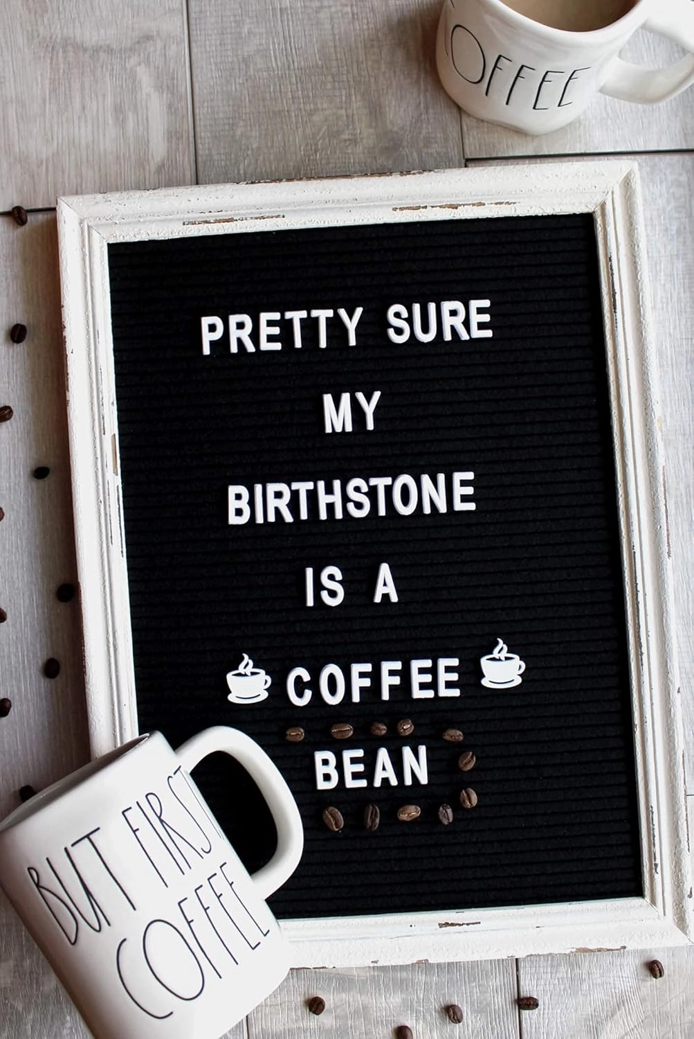 Black Felt Letter Board Baby Announcement Sign with Rustic Wood White Frame - Rustic Farmhouse Letter Board Sign with Stand - 12x16 Felt Board Changeable Message Board with 350 Letter Set