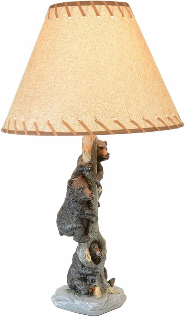 Black Forest Décor - Bears in a Tree Table Lamp for Cabin, Living Room, Nightstand, Desk - Home Décor - 24" x 14"