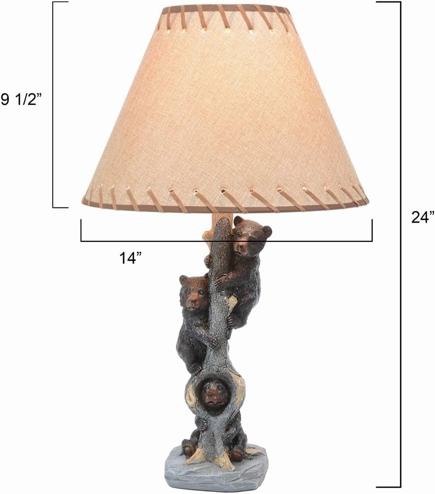 Black Forest Décor - Bears in a Tree Table Lamp for Cabin, Living Room, Nightstand, Desk - Home Décor - 24" x 14"