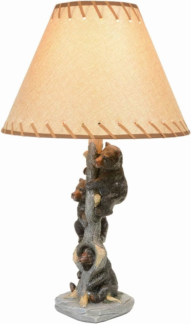Black Forest Décor - Bears in a Tree Table Lamp for Cabin, Living Room, Nightstand, Desk - Home Décor - 24" x 14"