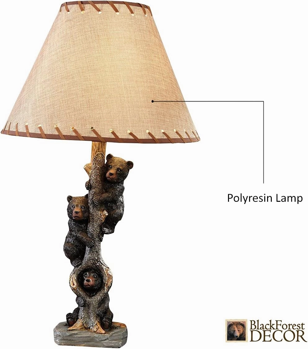 Black Forest Décor - Bears in a Tree Table Lamp for Cabin, Living Room, Nightstand, Desk - Home Décor - 24" x 14"