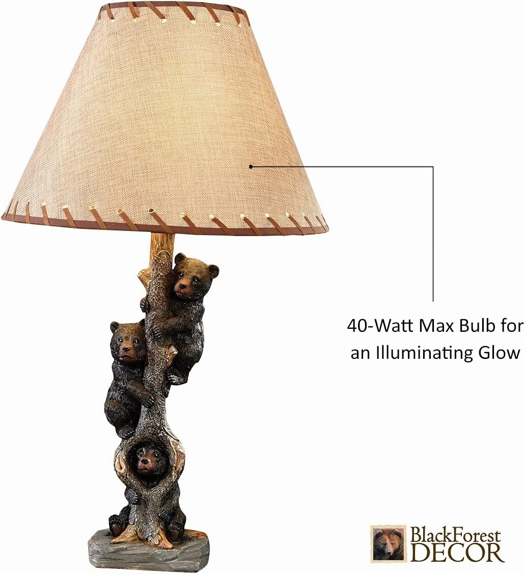 Black Forest Décor - Bears in a Tree Table Lamp for Cabin, Living Room, Nightstand, Desk - Home Décor - 24" x 14"