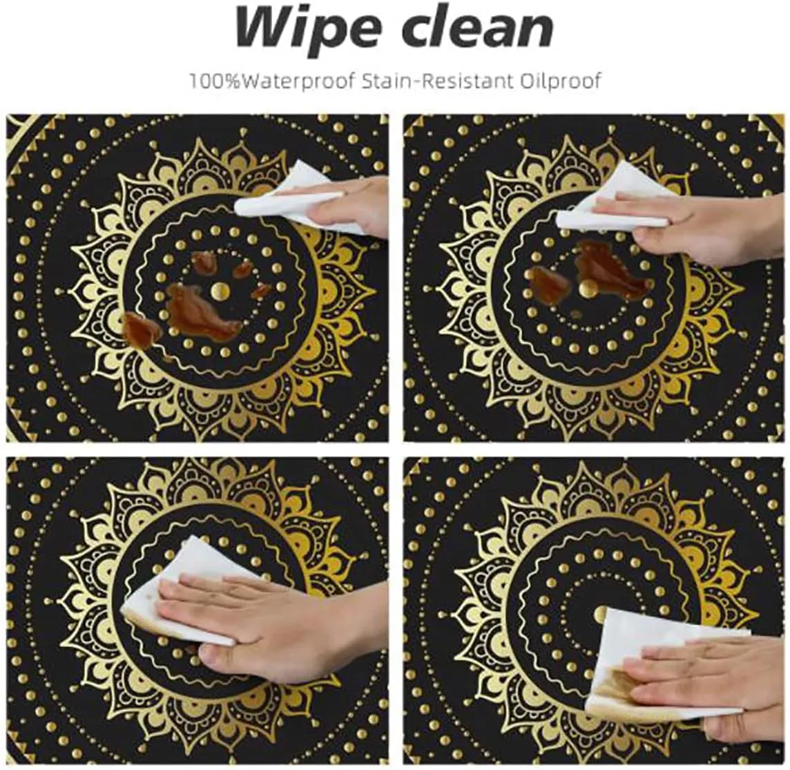 Blue Waterproof Stain Resistant Stretch Tablecloth Nostalgic Hot Air Balloons in Sky Flying Journey Fitted Table Cloths Cover Mat Colorful Fit for 36"-39" Table